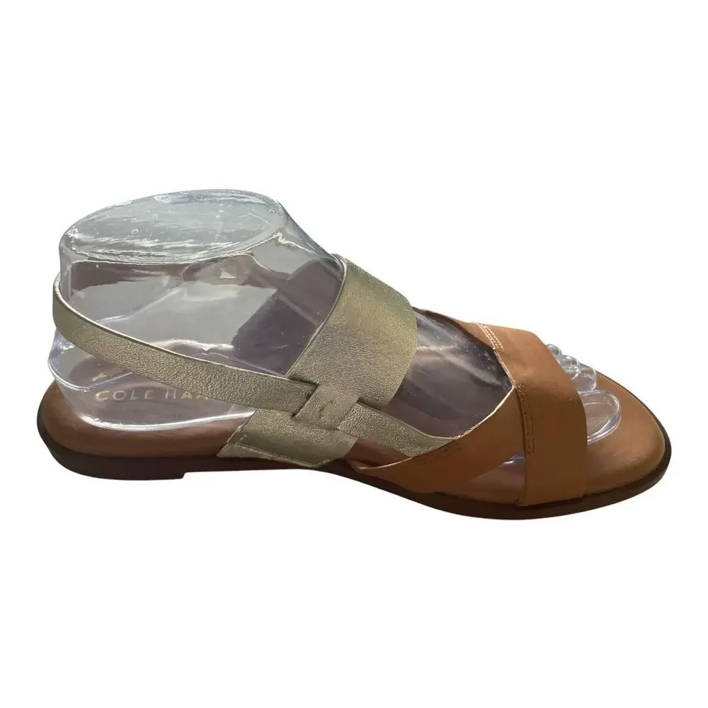 Cole Haan Fawn Sandal Leather Pecan/Soft Gold Size 8 Strappy Slingback